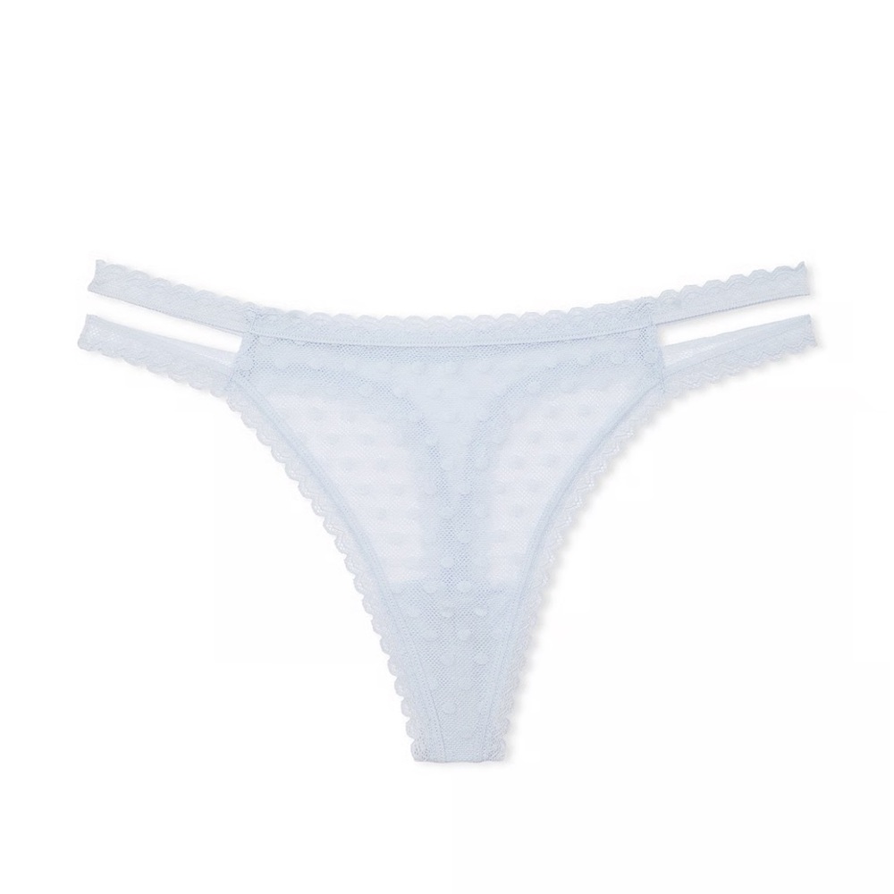 PINK Victoria’s Secret Wink Strappy Thong Panty Hydrangea Blue XL